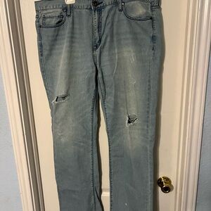 Guess Men's Faded Blue Ripped Jeans